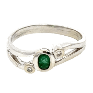 Emerald & Diamond White Gold Estate Ring, Alaska Mint