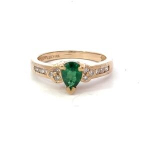 14k Estate Emerald & Diamond Ring 074024