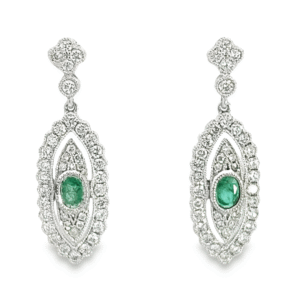 Diamond Emerald 18k Estate Earrings, Alaska Mint