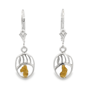Bear Paw Gold Nugget Earrings, Alaska Mint