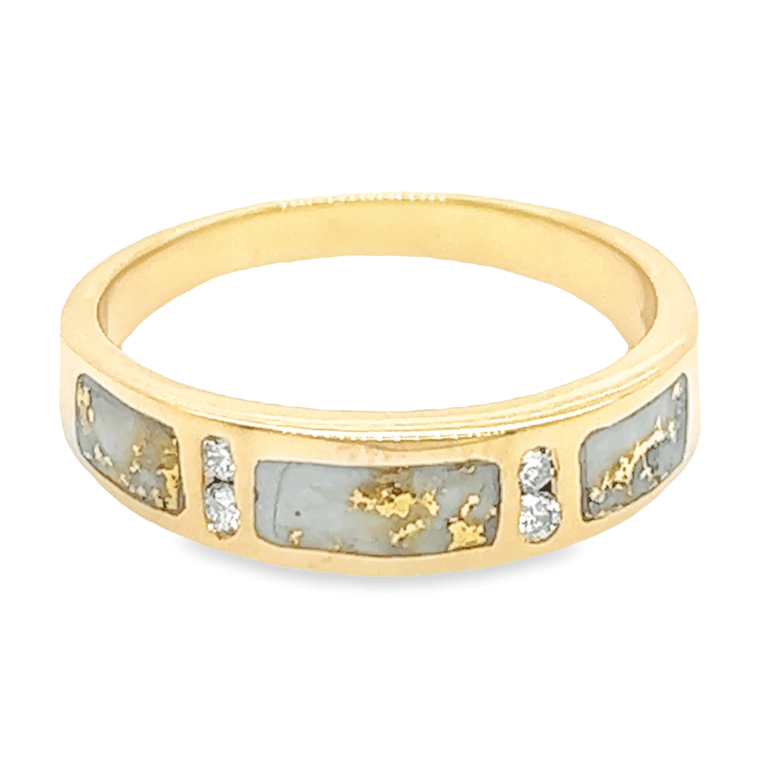 Men's Gold Quartz & Diamond Ring, Alaska Mint