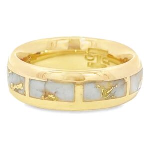 8 Rectangle Section Inlaid Gold Quartz Eternity Band, Alaska Mint