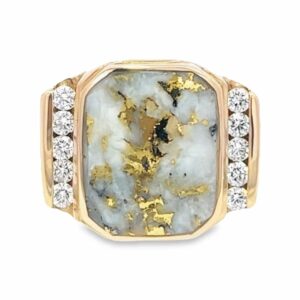 Men's Gold Quartz & Diamond Ring, Alaska Mint