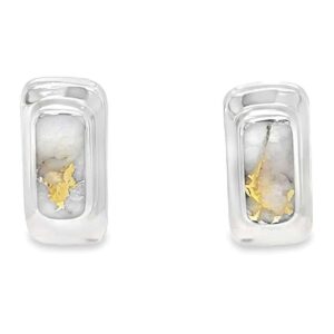 14k White Gold Gold Quartz Post Earrings, Alaska Mint