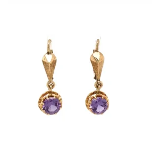 Estate Synthetic Alexandrite-Like Sapphire 14k Earrings 075445