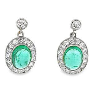 Platinum 4ct Emerald & Diamond Earrings, Alaska Mint