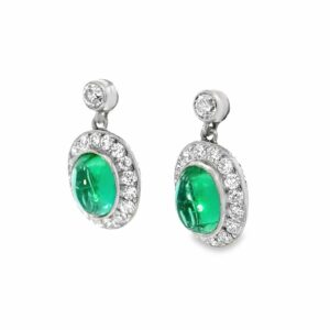 Platinum 4ct Emerald & Diamond Earrings, Alaska Mint