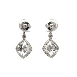Filigree & Milgrain Diamond Drop Earrings, Alaska Mint