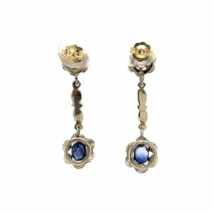 Antique Oval Sapphire & Diamond Drop Earrings, Alaska Mint