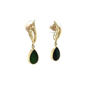 Pear Ammolite Triplet Drop Earrings, Alaska Mint