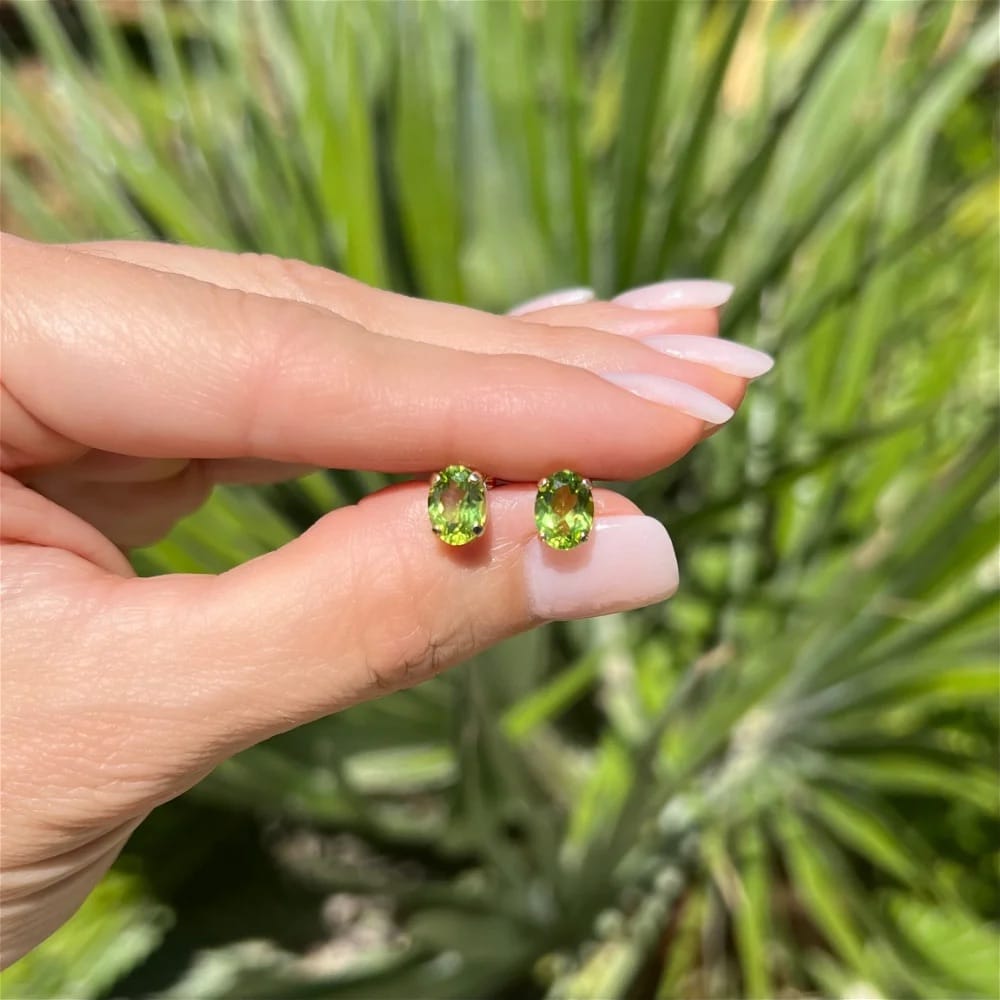 Oval Peridot Stud Earrings, Alaska Mint
