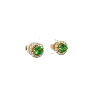 Tsavorite Garnet & Diamond Halo Stud Earrings, Alaska Mint
