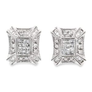Diamond and 14k White Gold Earrings, Alaska Mint