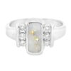 Oval Inlaid Design Gold Quartz Ring, Alaska Mint