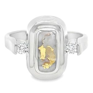 Ladies Diamond White Gold Gold Quartz Ring, Alaska Mint