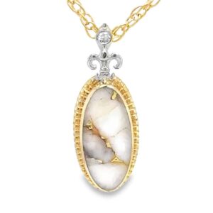 14k 2-Tone Oval Gold Quartz Pendant, Alaska Mint