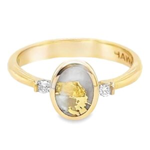 Round Diamond Gold Quartz Oval Ring, Alaska Mint