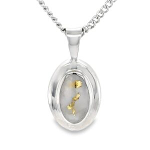 Gold Quartz Oval 14k White Gold Pendant, Alaska Mint