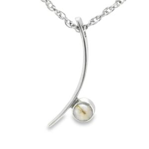 White Gold Curved Bar Gold Quartz Pendant, Alaska Mint