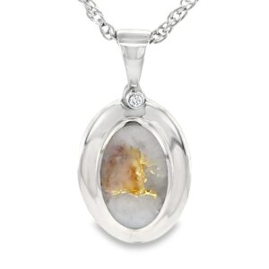 White Gold Oval Gold Quartz Pendant, Alaska Mint