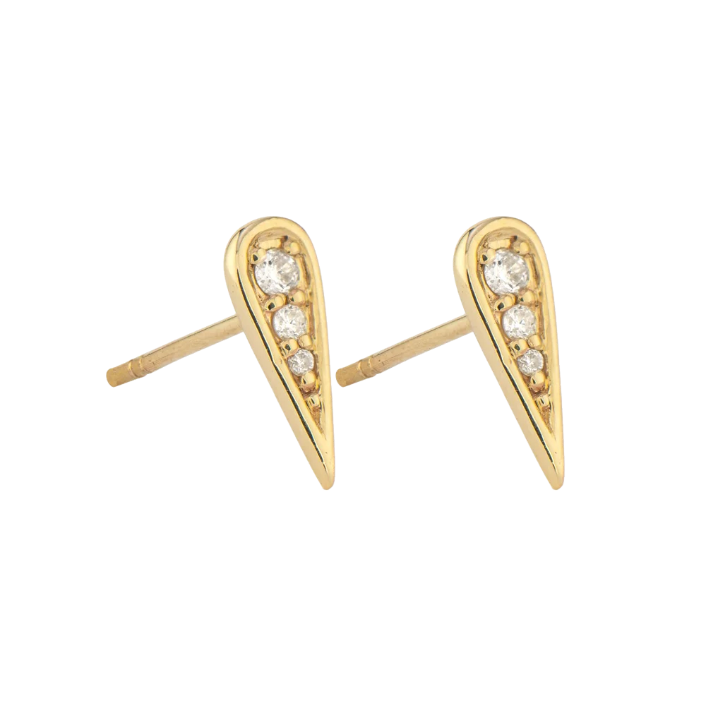 Graduated Teardrop 14k & Diamond Estate Earrings