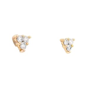 Pave Trio Diamond Earrings 14k, Alaska Mint