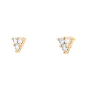 Pave Trio Diamond Earrings 14k, Alaska Mint