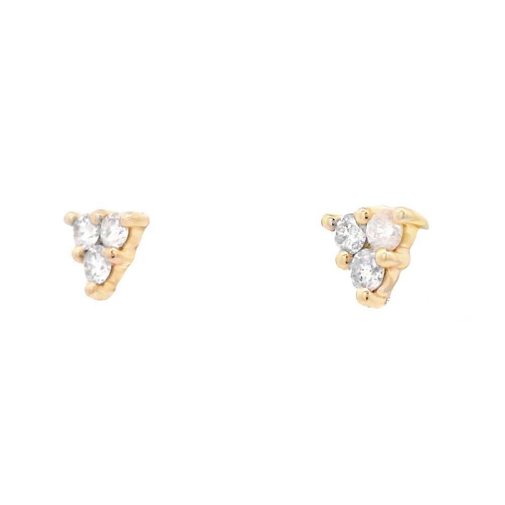 Pave Trio Diamond Earrings 14k, Alaska Mint