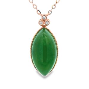 Jade Marquis Shaped Pendant 18k Rose Gold, Alaska Mint