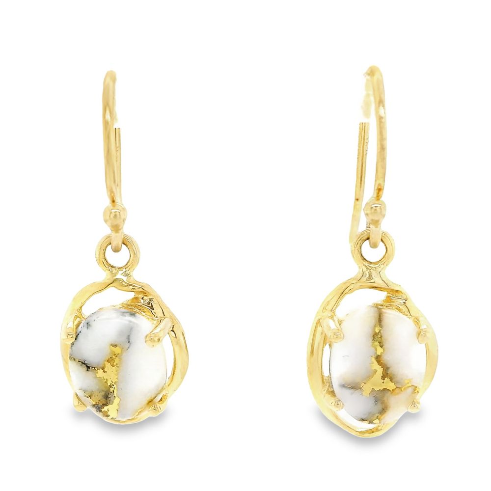 Dangle Gold Quartz Earrings, Alaska Mint