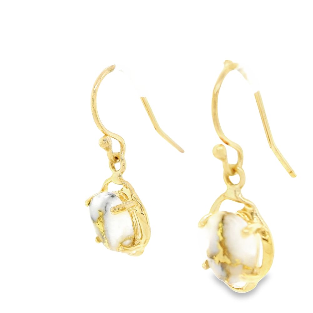 Dangle Gold Quartz Earrings, Alaska Mint