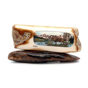 Walking Moose Scrimshaw Artwork Fossil Ivory, Alaska Mint