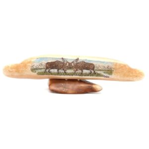 Rutting Moose Scrimshaw Artwork Fossil Ivory, Alaska Mint