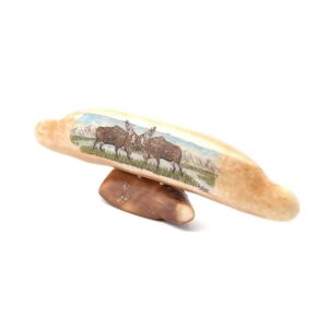 Rutting Moose Scrimshaw Artwork Fossil Ivory, Alaska Mint