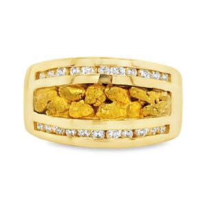 Gold Nugget & Diamond Ladies Ring, Alaska Mint