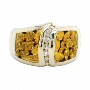 Gold Nugget White Gold Ladies Ring, Alaska Mint