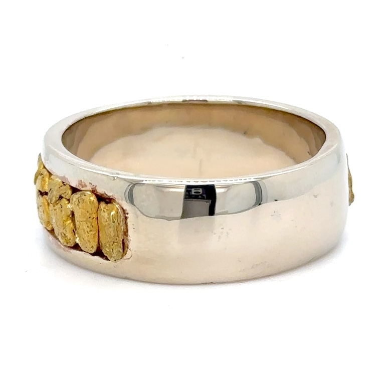 White Gold & Nugget Ring with Diamond & Platinum Crystals WB218W-16 - Image 3