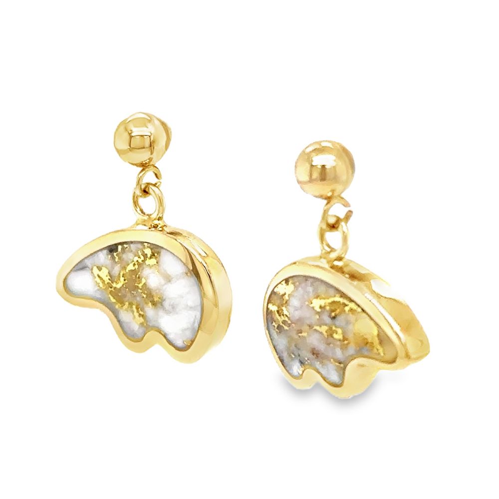 These Gold Quartz Bear Post Dangle Earrings make a great gift for you or someone else at the Alaska Mint