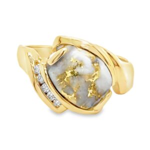 Gold Quartz & Diamond Ring, Alaska Mint