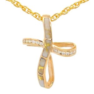 Gold Quartz Cross Pendant P2041-GQ