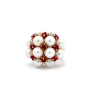 Estate Pearl & Ruby Ring 071587