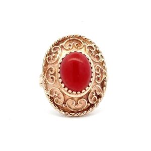 Estate Lady's Red Coral Ring 074028
