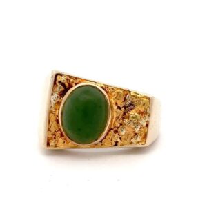 Estate Men's Jade & Nugget Ring 075810