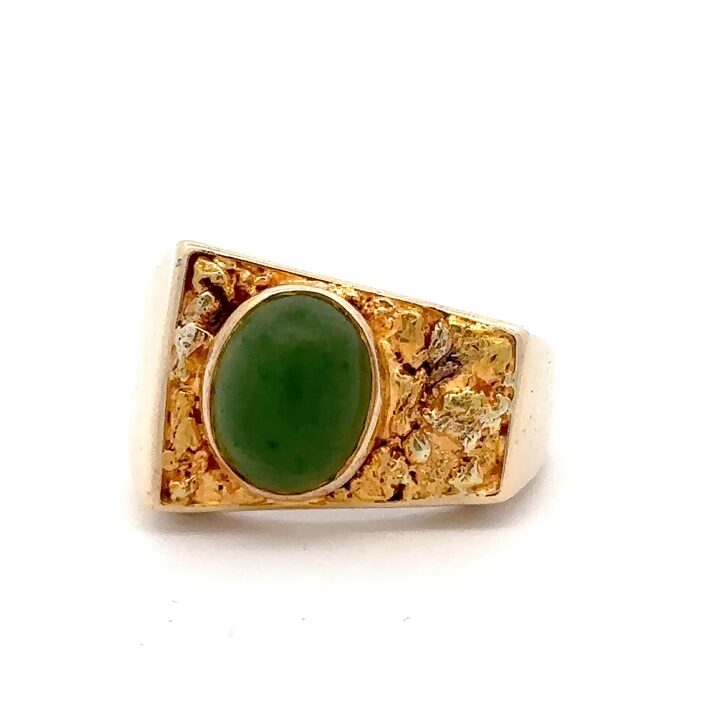 Estate Men's Jade & Nugget Ring 075810