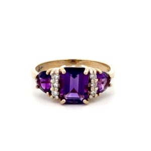 Estate Amethyst & Diamond Ring 075846