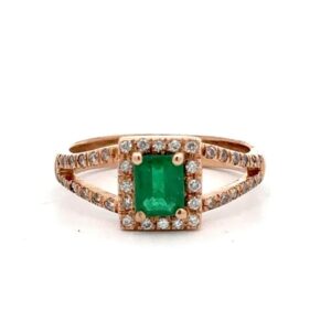 Estate Lady's Columbian Emerald & Diamond Ring 076488