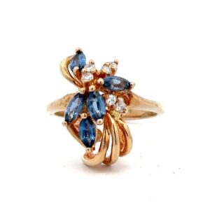 Estate Lady's Blue Sapphire & Diamond Ring 076540