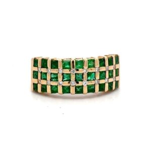 Estate 18k Lady's Emerald & Diamond Ring 078209