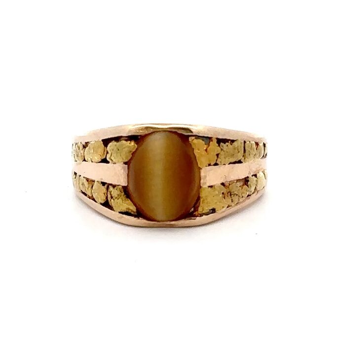 Estate Men's Nugget & Tiger Eye Ring 090504