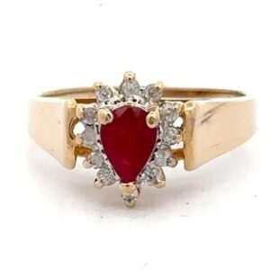 Estate Pear Shape Ruby Ring 071388